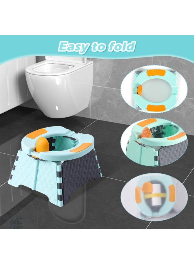 المرحاض المحمول للسفر للأطفال الصغار ، كرسي تدريب المرحاض للأطفال مع حقيبة السفر ، مرحاض تدريب المرحاض للأطفال في الهواء الطلق والداخل سهل التنظيف (الأزرق) ، يتضمن 30 حقيبة استبدال - Image 3